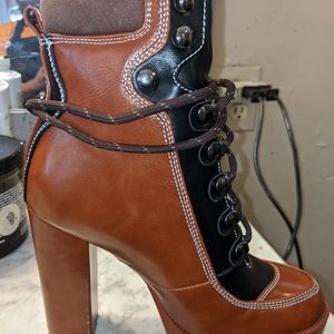 Brown and black ankle boots